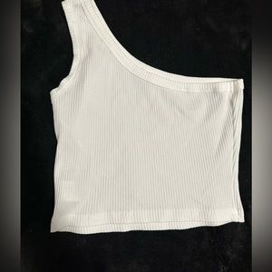 shein white one shoulder crop top